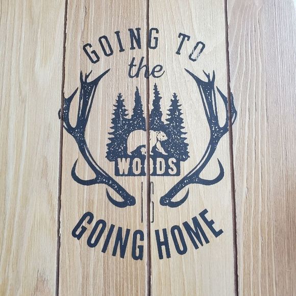 Wooden Cutting Board Wall Art "Going to the Woods is Going Home" - Picture 3 of 3